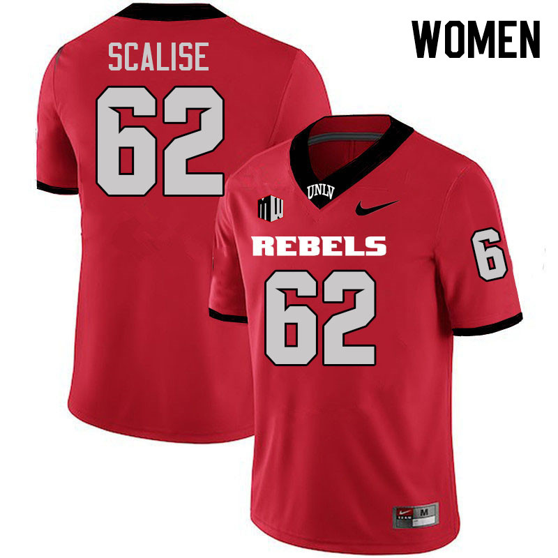 Women #62 Nick Scalise UNLV Rebels College Football Jerseys Stitched-Scarlet